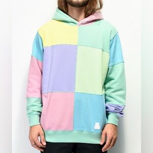 Teddy Fresh Hoodie Adult Medium Patchwork Colorblock Pastel Pullover Sweatshirt